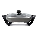 Kenmore Electric Skillet - Nonstick Frying Pan With Removable Glass Lid & Handles, Grill, Saute, Roast Chicken, Cook Pancake, 12x12" Temperature Control Dishwasher Safe Countertop Kitchen Appliance