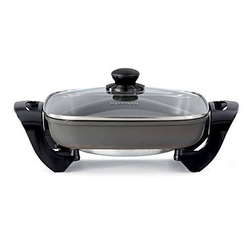 Kenmore Electric Skillet - Nonstick Frying Pan With Removable Glass Lid & Handles, Grill, Saute, Roast Chicken, Cook Pancake, 12x12" Temperature Control Dishwasher Safe Countertop Kitchen Appliance by Koolatron - Used condition - CA$36.23