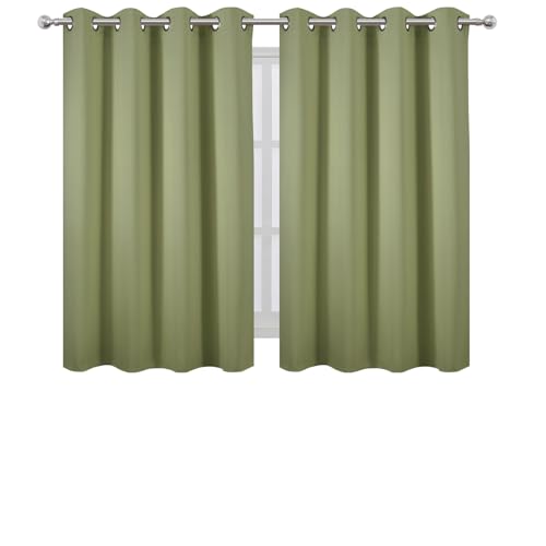 Image of LEMOMO Sage Green Thermal Blackout Curtains /52 x 45 Inch /Set of 2 Panels Room Darkening Curtains