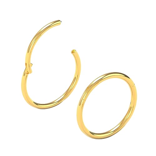 Body CAC Oro 2 Piezas-0.8mm × 8mm Mujeres Acero Quirúrgico Bisagras Nariz Anillos Oreja Acero Inoxidable Helix Piercing Cartílago Tragus Stud Pendientes