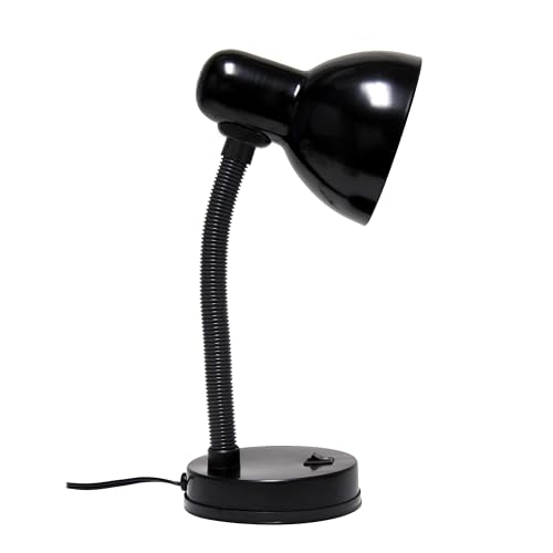 Simple Designs LD1088-BLK 14.25" Sleek and Sturdy Classic Gooseneck Study Desk Lamp, Black