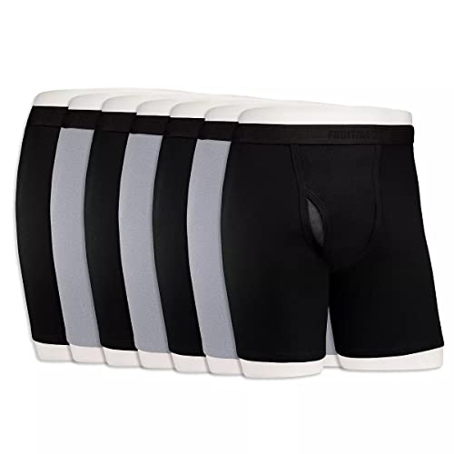 Fruit of the Loom Men's Boxer Briefs Black & Gray 7-Pack Signature Coolzone Fly Large2