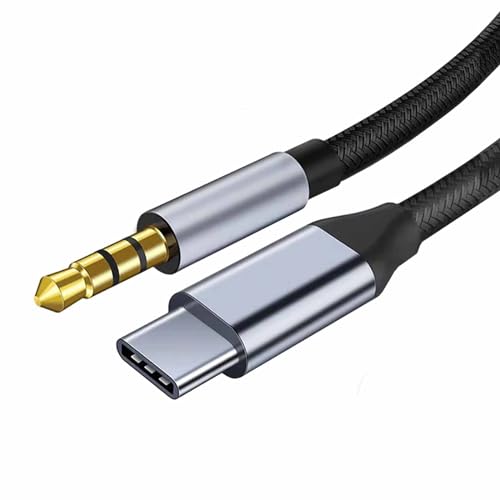 TRkin Type C to 3.5 mm Auxオーディオケーブルオーディオ変換ケーブル高耐久性ナイロン編み車載用HIFI音質USB-C機器/ヘッドホン/ホームステレオ/カーステレオ/スピーカー等対応（シルバーグレー1 M）