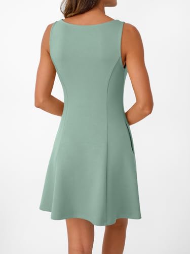 Image of LILLUSORY Women's A-Line Boat Neck Flowy Mini Dress Summer 2026 Going Out Party Club Vacation Sleeveless Tank Dresses