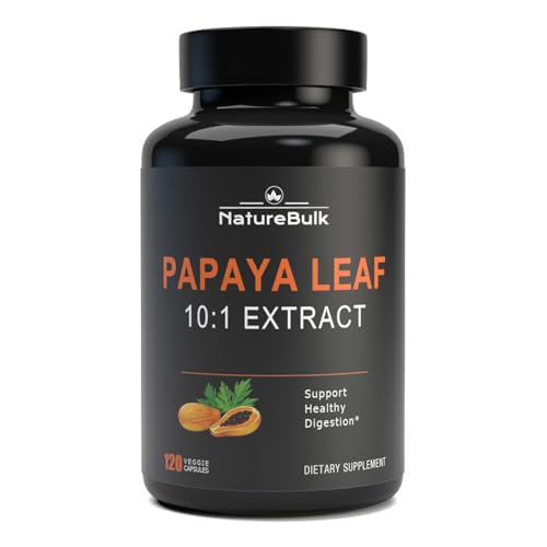NATUREBULK Papaya Leaf Extract Capsules - 10X Strength, 120 Veg Capsules, Immune Gut & Super Digestive Health