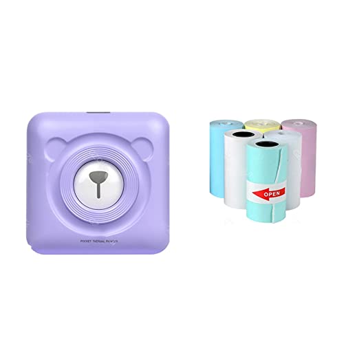 Image of Portable Printer Mini Wireless Thermal Photo Printers DIY Sticker Label Maker Self-Adhesive Paper Rolls(203dpi 6color Rolls)