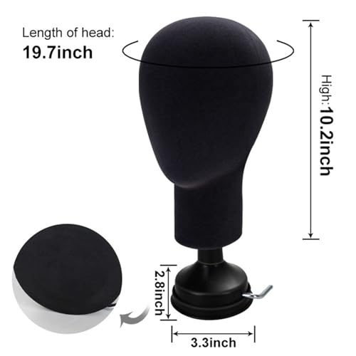 Tête mannequin mousse noire x5 pour présentation de perruques et chapeaux - 5