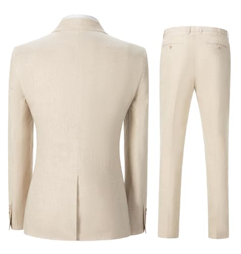 Linen Men Suit Beach Wedding Suit Summer Slim Fit 3 Pieces Light Weight Linen Suit Jacket Vest Pant Tuxedo3