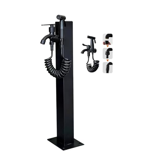 Columna de agua para jardín al aire libre con grifo y pistola pulverizadora, fuente de agua decorativa para césped y patio