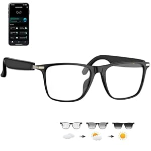 Ai Translation Smart Glasses with ChatGPT,Bluetooth Glasses with 164+ Language Translation,Translator Glasses Physical Color-Change Lenses,Multifunctional Audio Eyewear for Women Men (M01)