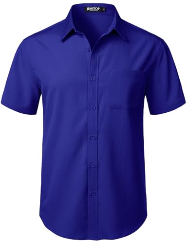 Image of JEMITOP Mens Stretch Wrinkle Free Texture Shirts