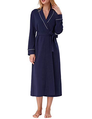 Zexxxy Winter Robes for Women Full Length Ultra-Soft Kimonos Loungewear Navy Blue L