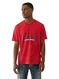True Religion Men's Short Sleeve Shadow Logo Tee – Crewneck Graphic T-Shirt- TRV Red, S