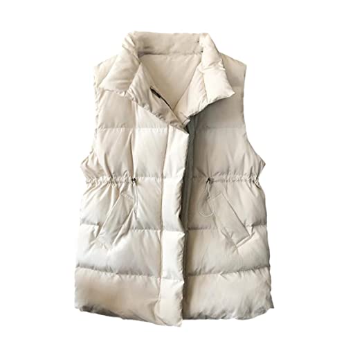 Chaleco largo de invierno beige estilo coreano para paseos urbanos
