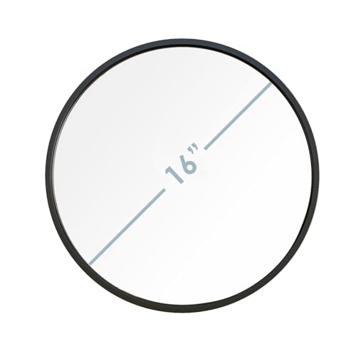 Image of Sidra Decor HD Round Wall Mirror with Metal Frame | Modern Hanging Mirror for Bathroom, Wash Basin, Bedroom, Living Room, Makeup & Home Decor (Black 16 Inch)