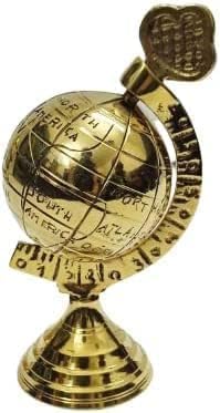 Brass Golden Polish Large 3.5" Small 2" Solid Brass Globe Showpiece,Brass Armillary Sphere Decor Nautical Office, College, Table Top Brass Decor