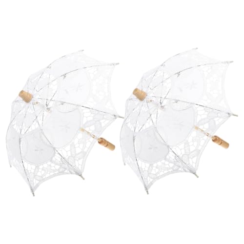 Parasol en dentelle de coton blanc pour mariée et cortège