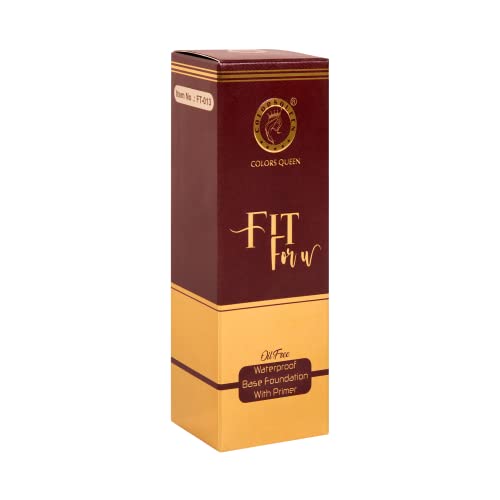 Image of Colors Queen Fit For U Oil Free Foundation with Primer - Ivory, 50 ml | Long Lasting & Waterproof, Medium to Full Coverage, Weightless Matte Finish | Liquid Foundation for Face Makeup