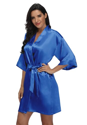 Image of Women's Pure Short Silky Robes Bridesmaid Bride Party Satin Robes Sleepwear