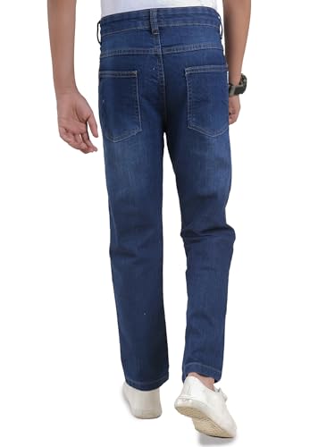 Image of KiddoPanti Boys Full Length Stretchable Straight Fit Washed Denim Jeans