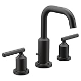 Moen T6142BL Gibson Two-Handle 8-Inch Widespread High Arc Modern Bathroom Sink Faucet, Valve Required, Matte Black
