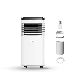 TRUGBERG Portable Air Conditioner 9000 BTU 4-in-1 Dehumidifier, Cooling Fan with 2 Speeds, Remote Control, Digital Display,Up to 300ft Rooms, 24 Hour Timer