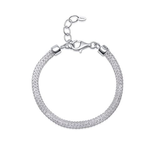 Amberta Pulsera para Mujer en Plata de Ley 925 con Diamante Simulado: Pulsera Elegante con Circonitas de Cristal