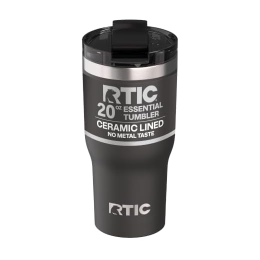 RTIC 20oz Essential Tumbler with Lid, Ceramic Lined, Black