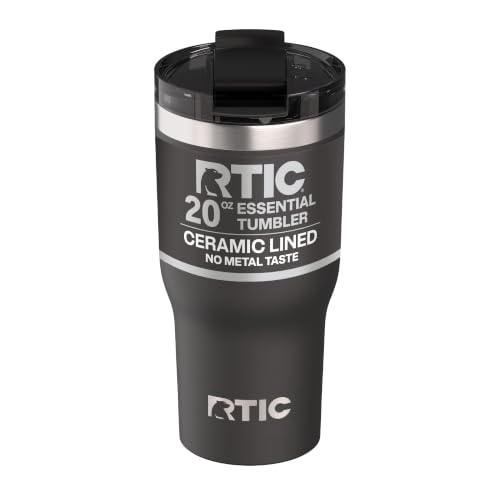 RTIC 20oz Essential Tumbler with Lid, Ceramic Lined, Black