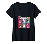 21NVTS00007A-001 Mujer Trolls Christmas Cards Group Harmony Poster Camiseta Cuello V