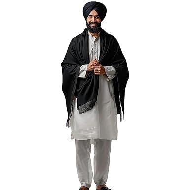Sarbia Men Lohi Men's Woolen Warm Kashmiri Acrylic Shawls Dushala Lohi Soft Stole Slawls (Black)-image-12