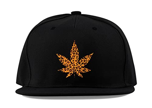 Casquette complète sport respirante noire visière plate en coton motif guépard pour le soleil