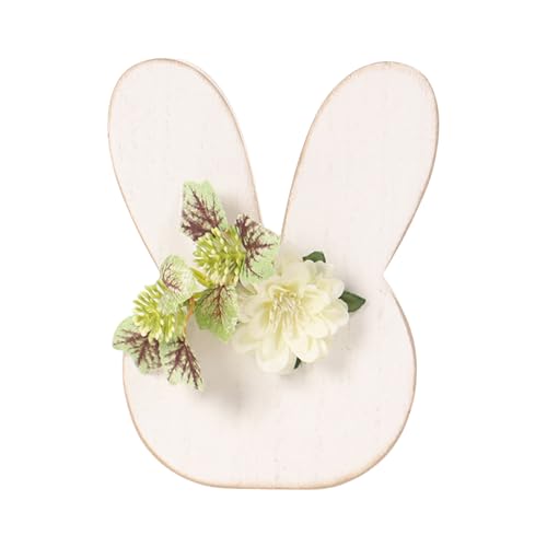 Limtula Figurine Lapins en Bois en Bois avec Fleurs Table Centrales À Bowknot des Décors Table pour Les Fermes Décoration Maison