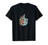 Floral Middle Finger T-Shirt Bone Skeleton Stink Finger T-Shirt