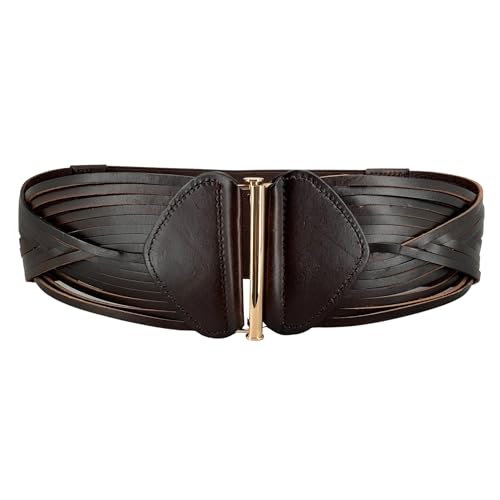 Stretchy Wide Elastic Belt Braided Woven Elastic Vintage Full Grain Leather Belt Waistband Weaving Boho Belt