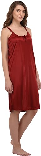 Image of You Forever Women Sexy Satin Striped Solid Above Knee Length Nighty, Loungewear, Nightwear, Sleepwear, Home Wear Short Nighty for Women Pack of 2