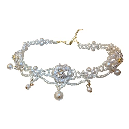 Collier de perles de culture haut de gamme fait main pour grand mariage
