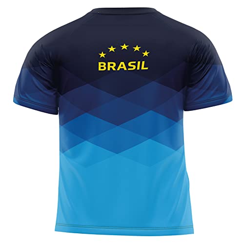 Camiseta Filtro UV Infantil Brasil Canarinho Azul Torcedor Retrô
