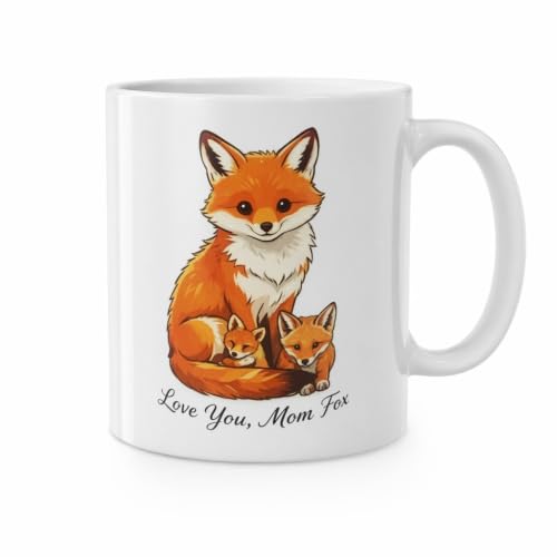 Image of LCOLYDM 1 Fox Mug, Custom Ceramic Coffee Cup, Mother Birthday Gift, Orange