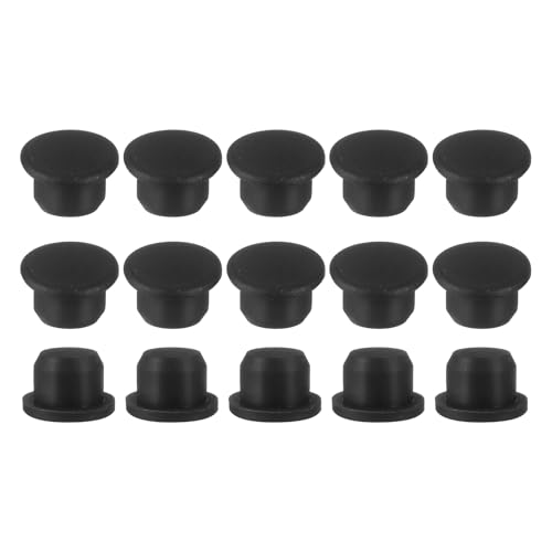 Image of uxcell 15Pcs Silicone Hole Plug, Waterproof Solid T-Shaped Rubber Stoppers Bottle Seal Tube Pipe Plug End Cap for 10.5mm /0.41 inch Hole for Bathtub Bottle, 0.35 inch Plug Height, Black
