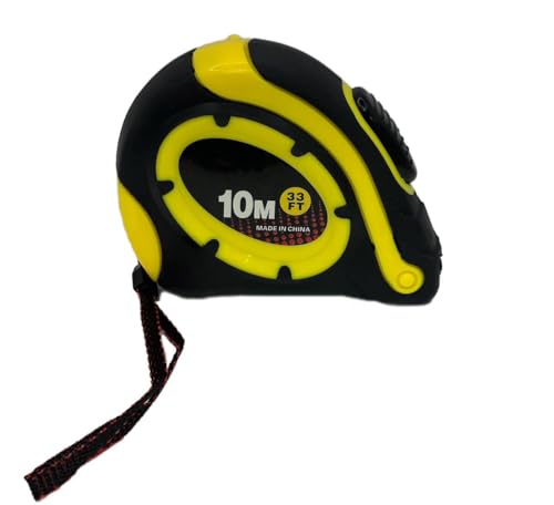 MOMENT Tape Measure, 10 Meter/33feet Long Measuring Tape, Durable Steel Retractable Ruler Tape Measure with Auto Lock and Smooth Sliding Tape Blade,Yellow+Black, 10mx25mm