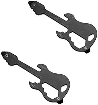 Guitar Multi-Tool, 12-in-1 Multi-Function Tool, Stainless Steel Pocket Tool for Screwdriver, Ruler, Bit Driver, Unlock Endless Possibilities with The Original Key-Shaped Multi-Tool… (2 Pcs, Black)