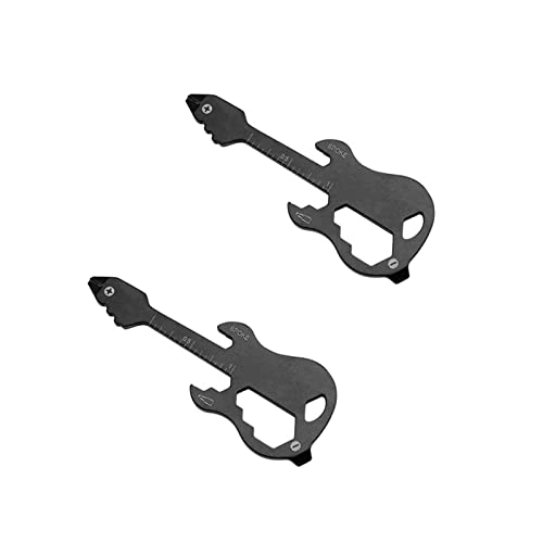 Guitar Multi-Tool, 12-In-1 Multi-Function Tool, Stainless Steel Pocket Tool For Screwdriver, Ruler, Bit Driver, Unlock Endless Possibilities With The Original Key-Shaped Multi-Tool… (2 Pcs, Black) #TOP3