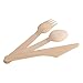 HUJI Disposable Wooden Cutlery Set | All Natural 100% Eco-Friendly Biodegradable Compostable | 50 Spoons 50 Forks 50 Knives | For Birthday Party Events Holiday Family Gathering Camping BBQ Picnics