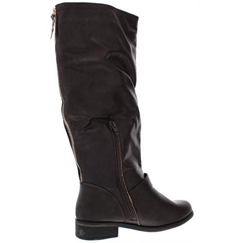 Xoxo Womens Mikler Wide Calf Faux Leather Riding Boots Brown, Brown, Size 7.5 #TOP1