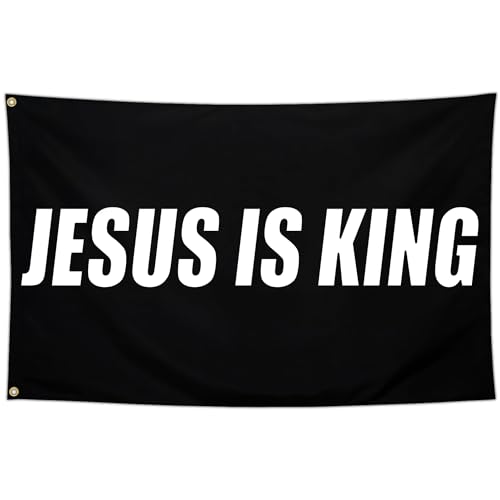 Cuiliqun Jesus is King Flag Christian American Jesus Flags for Outside 3x5 Ft Faith Over Fear Christian Jesus Worship Flags Outdoor House Yard Decorations Banner