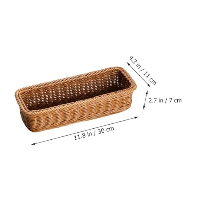 Cabilock 2pcs Wicker Cutlery Basket Rectangular Woven Baskets Bins Rattan Woven Utensils Holder Cutlery Organizer Holder for Countertop Chopsticks Storage Bucket