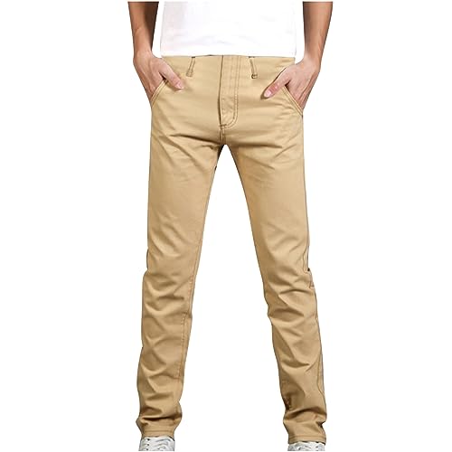 Men Trendy Denim Pants Straight Leg Button Zipper Solid Work Trousers Dailywear Comfy Athletic Fit Pants with Pockets