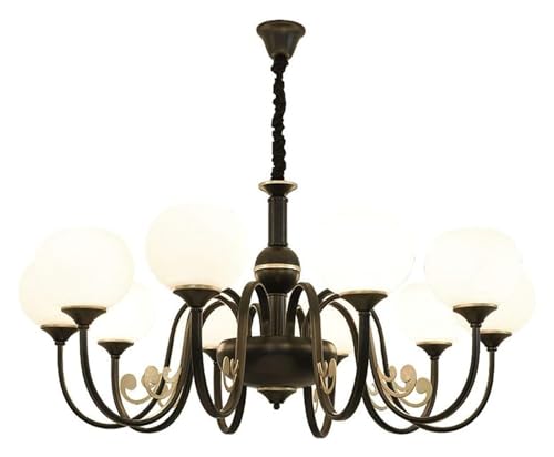 Chandelier industrial suspendu luminaire plafonnier noir et or mat