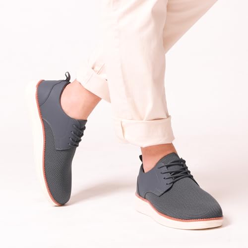 Men's Fashion Dress Sneakers Casual Walking Shoes Business Oxfords Comfortable Breathable Lightweight Tennis Dark Grey4